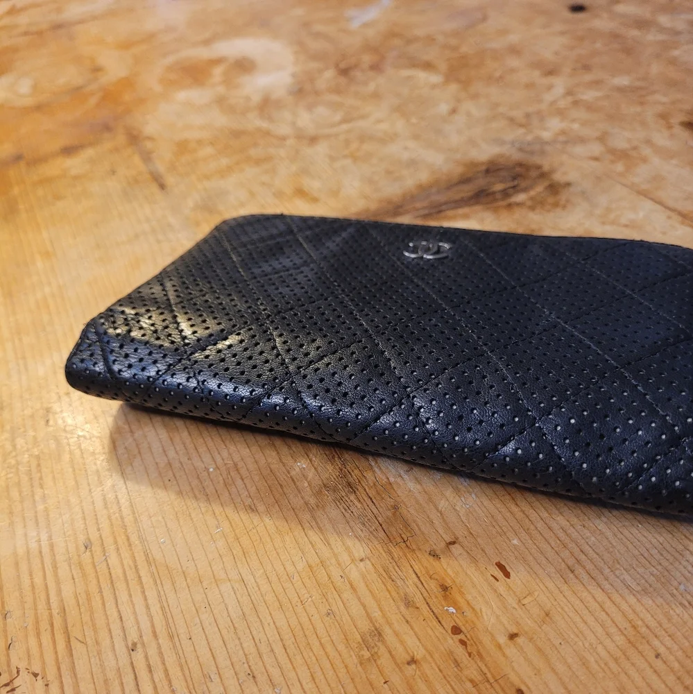 CHANEL Lambskin Perforated Wallet